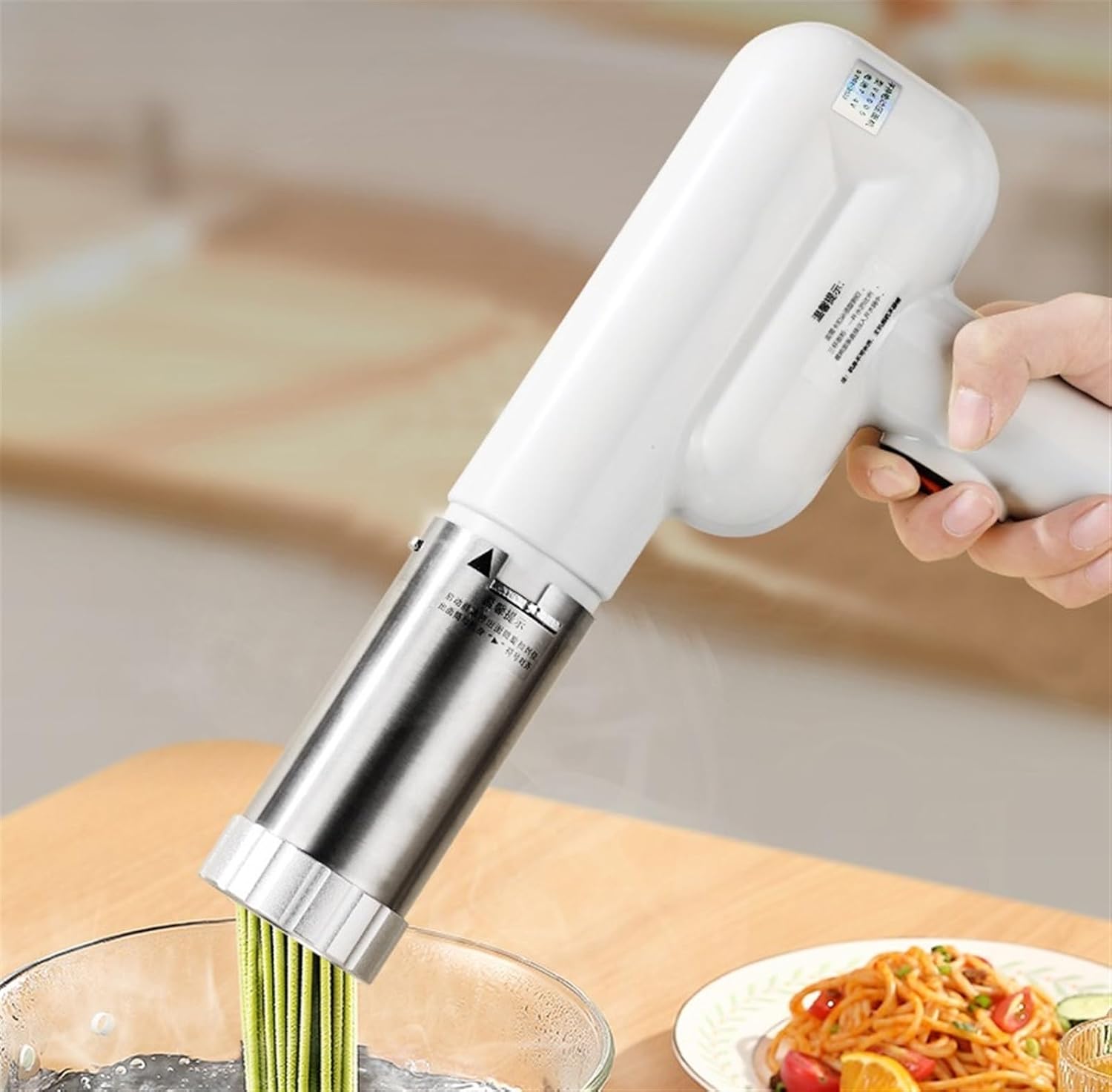 Noodle Machine, Electric Pasta Maker Machine Stainless Steel Rechargeable Noddle Making Homemade Spaghetti Ramen