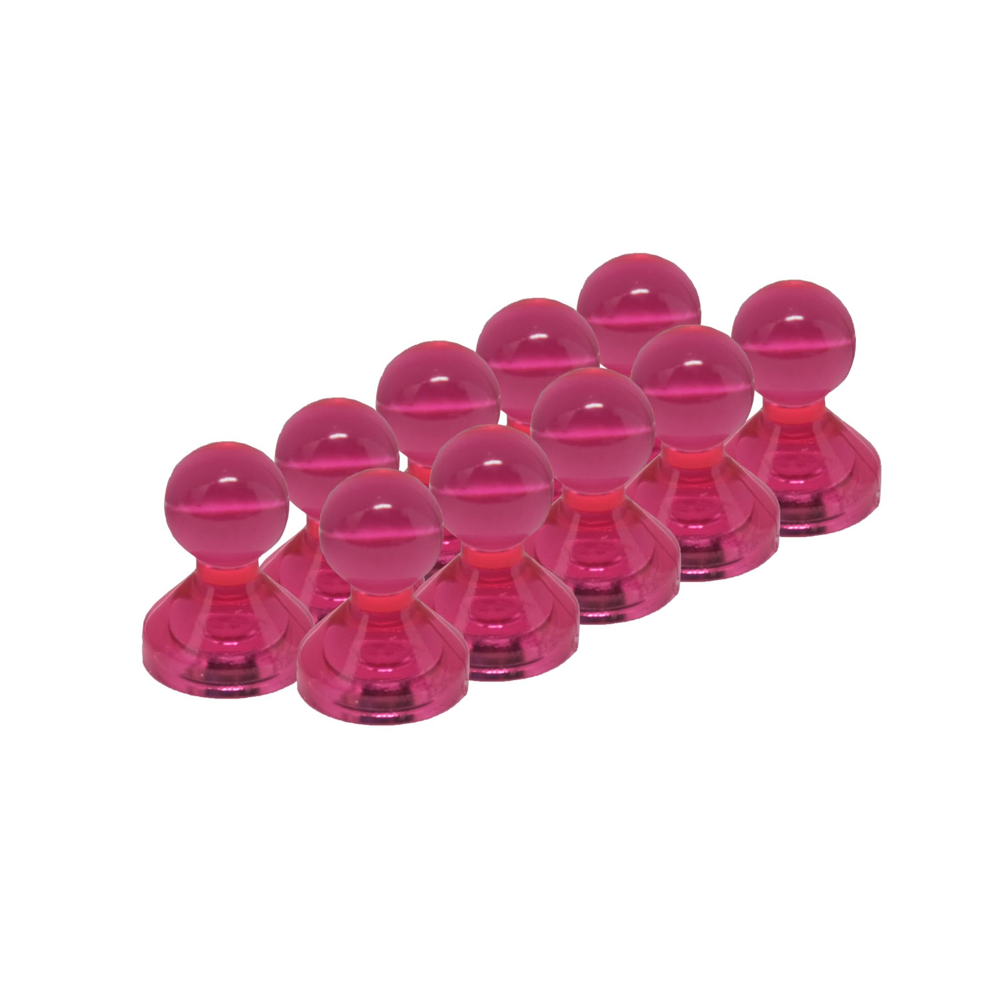 Aimant á Broches á Poussée Acrylique Rose Moyen pour Réfrigérateur, Tableau Blanc, Tableau D'Affichage 15mm dia x 21mm de Haut - Pack de 100