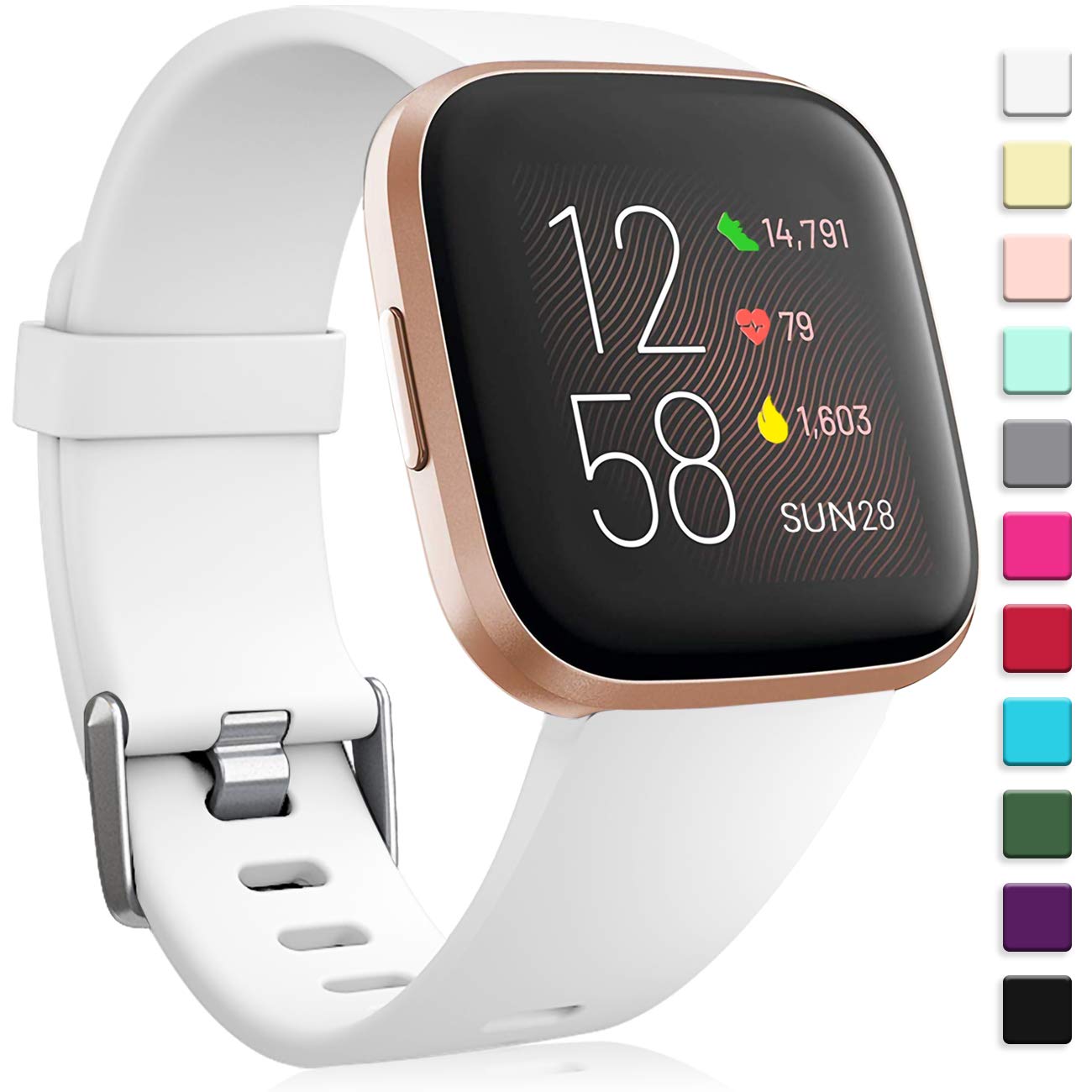 for Fitbit Versa 2 Strap/Fitbit Versa Strap, Silicone Sport Classic Replacement Straps Compatible with Fitbit Versa Lite/Fitbit Versa 2/Fitbit Versa for Women Men