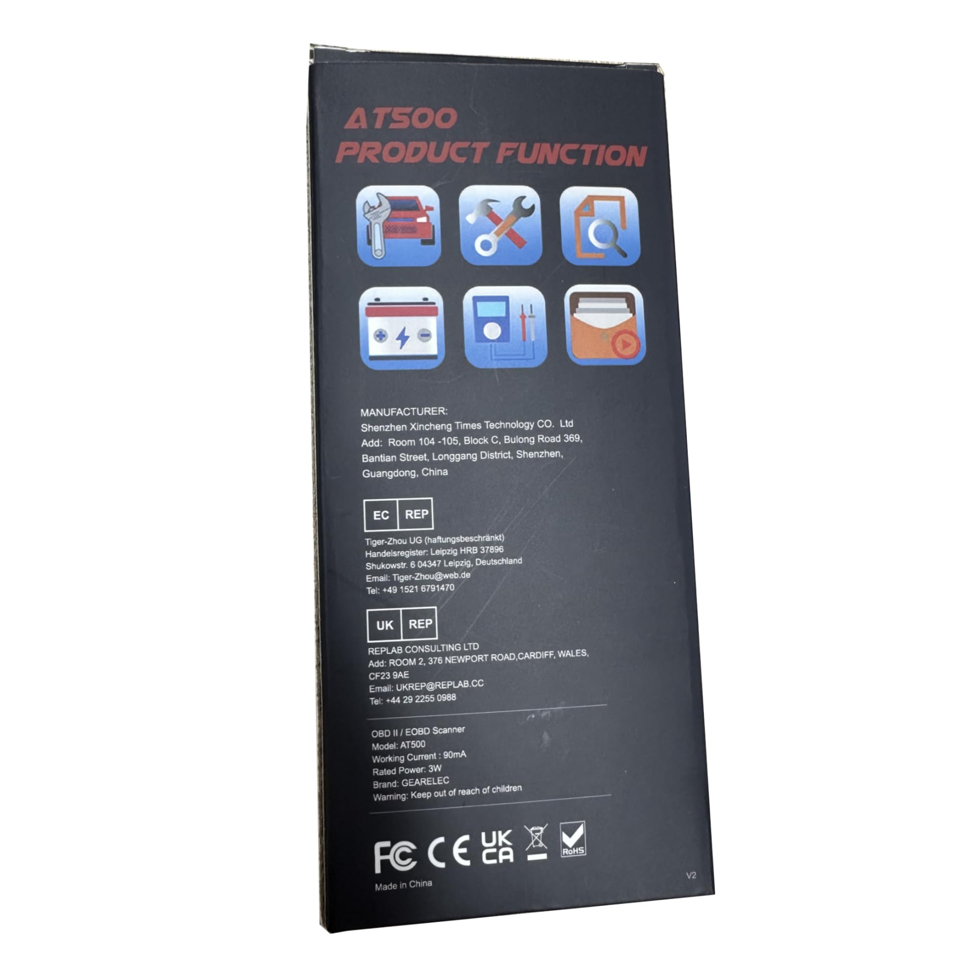 GEARELEC AT500 Outil De Diagnostic OBD2 - Lecteur De Code Moteur Amélioré Pour Voitures Et Camions