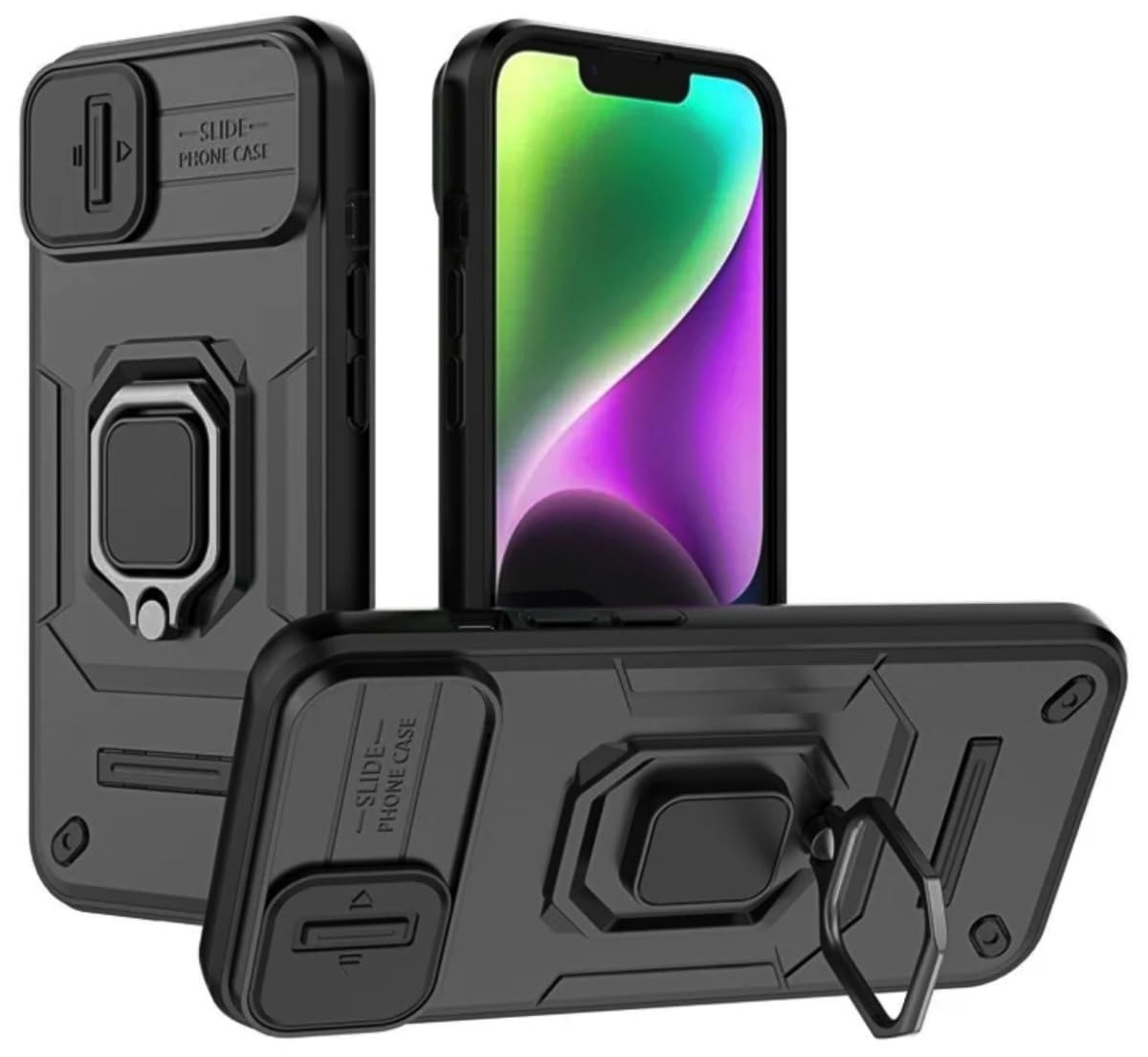 SHINESTAR Tough Armor Apple iPhone 13/14 Bumper Back Case Cover | Ring Holder & Sliding Camera Shield Cover | 360 Degree Protection Back Case Cover for Apple iPhone 13/14 (Black) (B0DG3TFGWS) Amazon Price History, Amazon Price Tracker