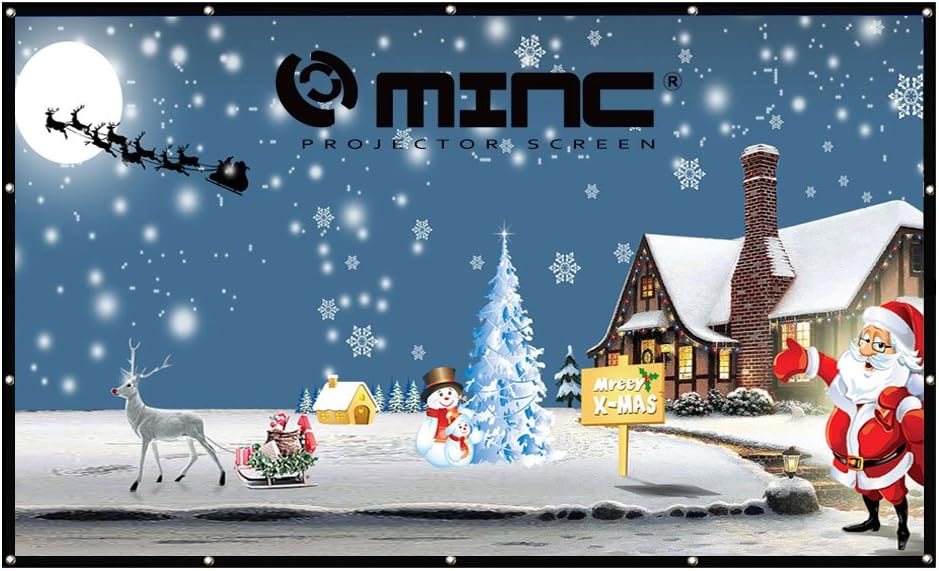 Projector Screen 120 Inch 16:9 - MINC Portable Movie Screen HD Projection Screen for Home Indoor Outdoor