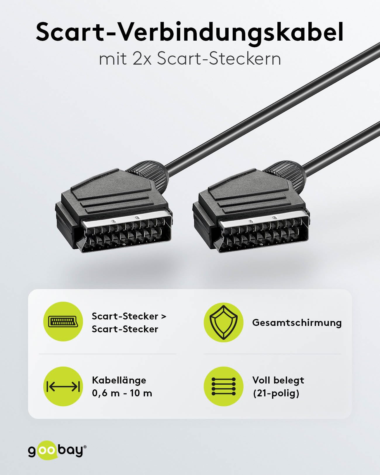 Goobay 11702 SCART kabel przyłączeniowy, niklowany, średnica 7 mm, długość kabla 1,5 m