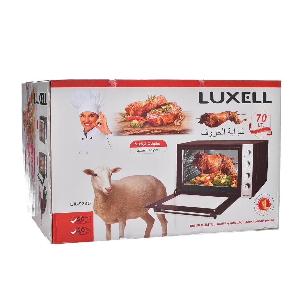 Luxell Forno a convezione da 70 litri con grill e ventilatore, 2000 Watt, nero 9345