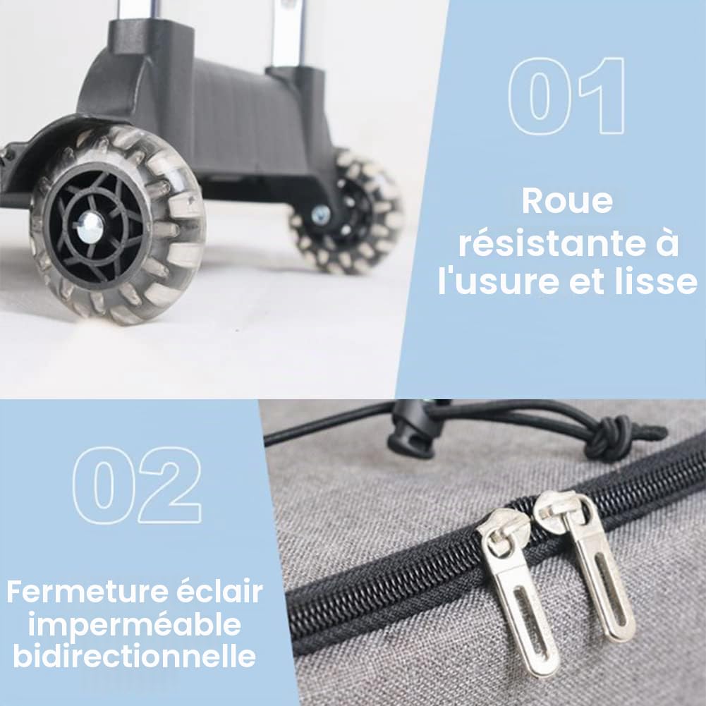 Sac isotherme à roulettes, pliable, avec poignée, glacière portable avec roulettes, sac isotherme pour pique-nique, camping, festivals et extérieur ou maison