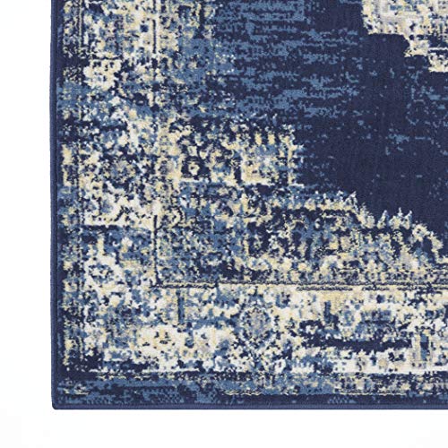 Nourison Grafix Navy Blue 5'3" X 7'3" Persian Area -Rug, Modern, Easy -Cleaning, Non Shedding, Bed Room, Living Room, Dining Room, Kitchen (5X7) #TOP6