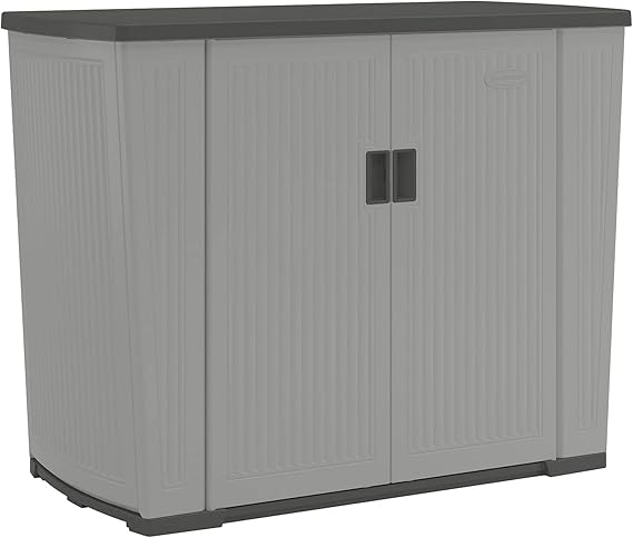 Suncast Outdoor Storage Shed for Patio and Garden, Backyard Oasis, 130 Gallon, Dove Gray