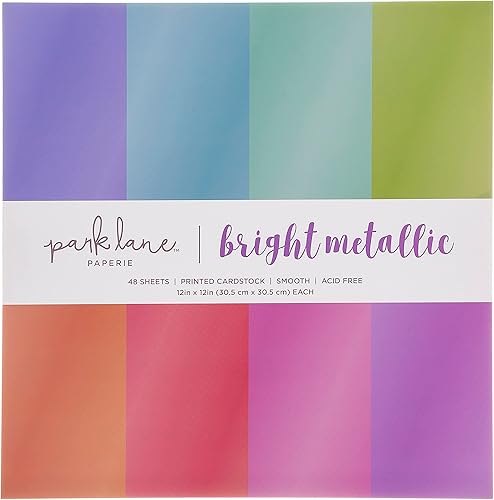 Papel de cartulina metálica, 48 hojas, papel brillante para álbum de recortes de 12 x 12 pulgadas en varios colores brillantes, paquete variado de