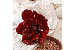 Enliven Your Festive Spirit with Our Sparkling Burgundy Poinsettia Picks for an Enchanting Christmas Tree