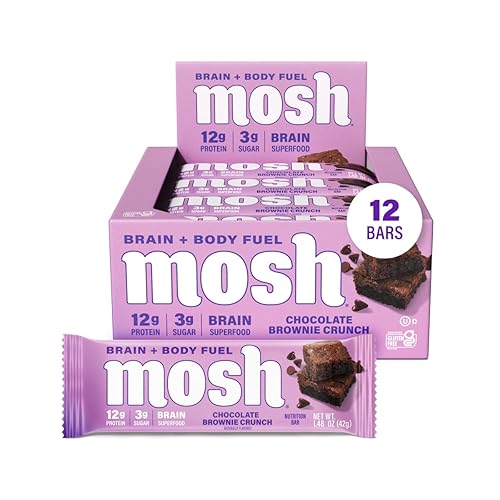 MOSH Barritas de proteína crujientes de chocolate negro bocadillo keto sin gluten sin azúcar añadido 047 onzas de proteína de suero melena de león