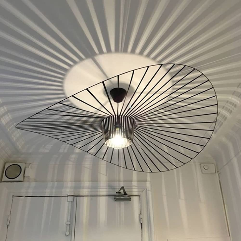 YUNDING Lampa Vintage, lampa wisząca do salonu, LED Vertigo, regulacja wysokości światła, włókno szklane/poliuretanowe, oświetlenie E27, żyrandol do restauracji, Klosz, (Czarny, 80 cm)