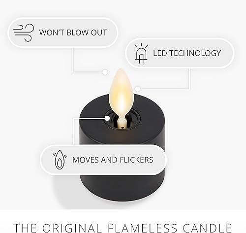 Miniatura 10 de Luminara Luz de té LED sin llama con llama móvil (1.4 x 2 pulgadas), luz LED de plástico sin llama con control remoto, funciona con pilas, mate