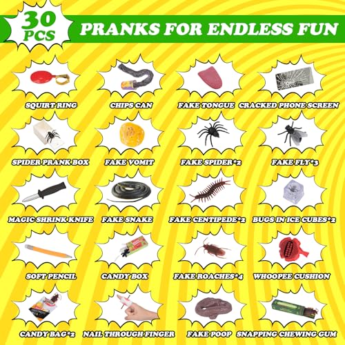 Prank Kit Funny Gag Gifts, Joke Box Ultimate Gift Set, Practical Jokes Perfect Party Favors 30 PCS Pranks for Kids Adults, April Fools Jokes Toys - Image 3