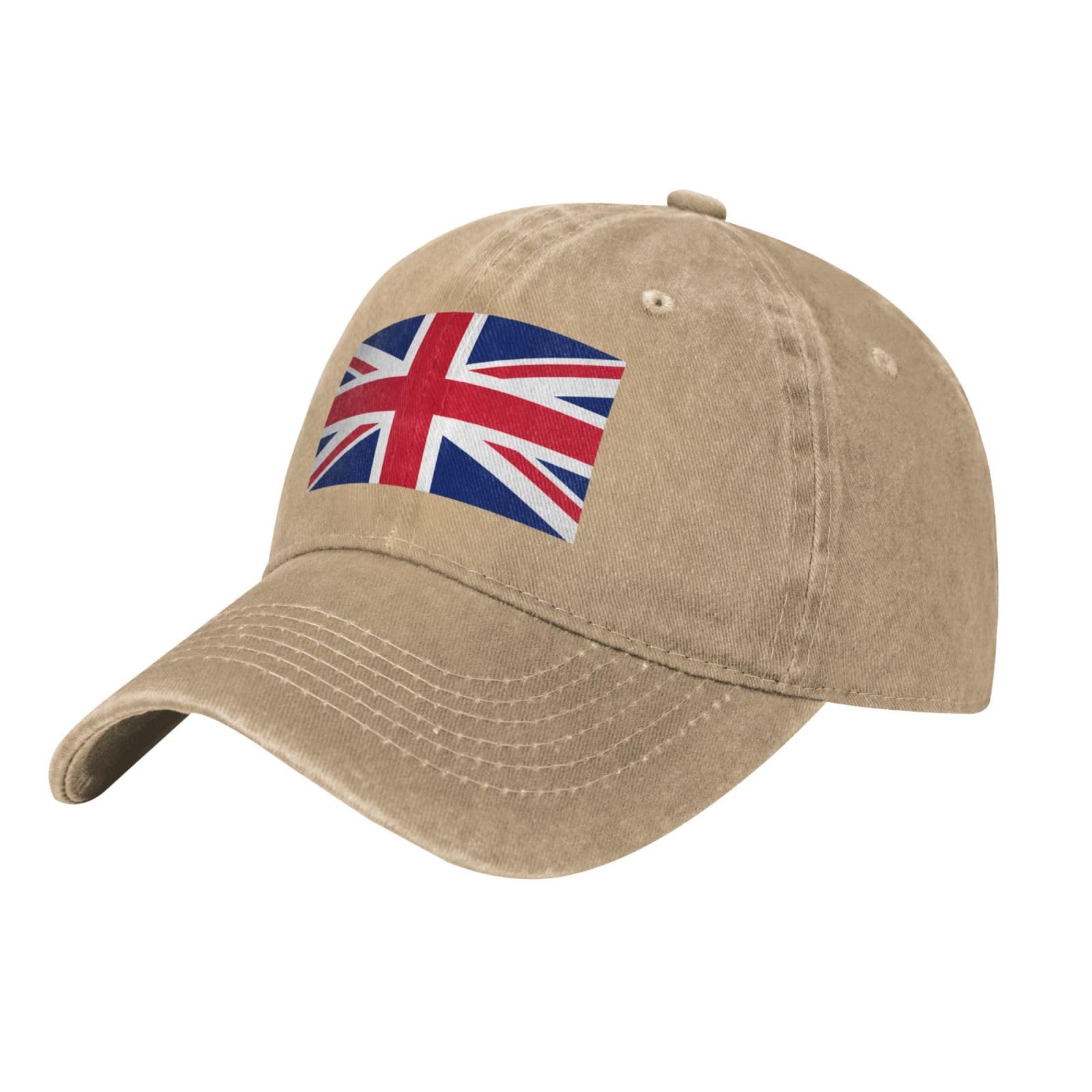 Beirijl Unisex Natural British Flag Washed Cowboy Baseball Cap For Adults - Stylish And Breathable Hat With Adjustable Strap, One Size