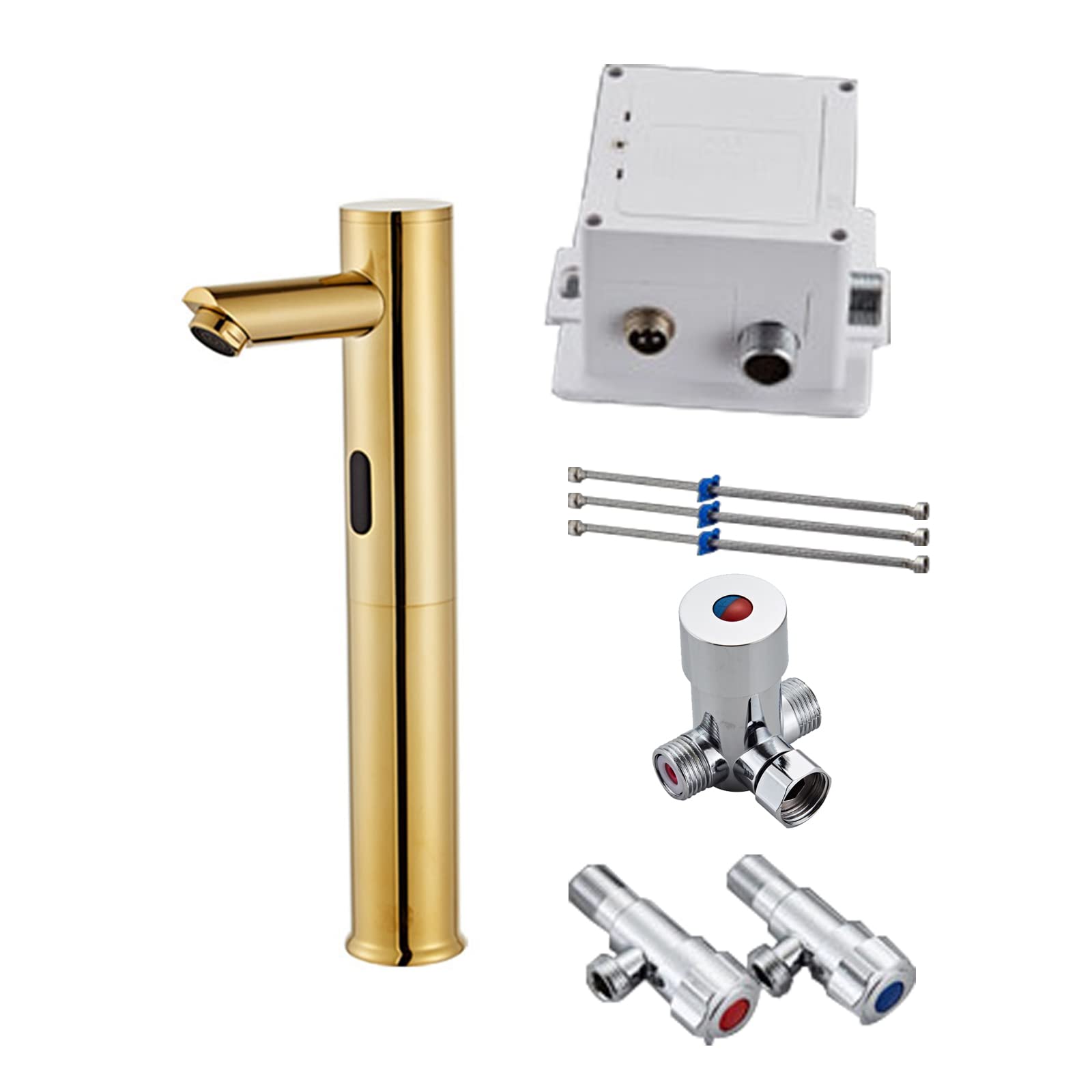 Touchless Rubinetti con Sensore Automatico Rubinetto con Sensore Automatico Miscelatore Lavabo Alto Per Bagno,Oro-B,Rubinetto Acqua Fredda e Calda