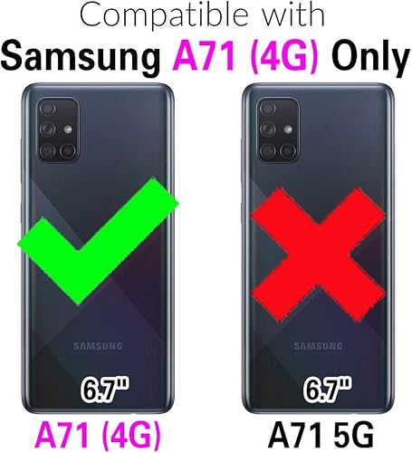 Miniatura 2 de Asuwish Funda de teléfono para Samsung Galaxy A71 4G con cremallera, funda desmontable con protector de pantalla y soporte de tarjeta de espejo