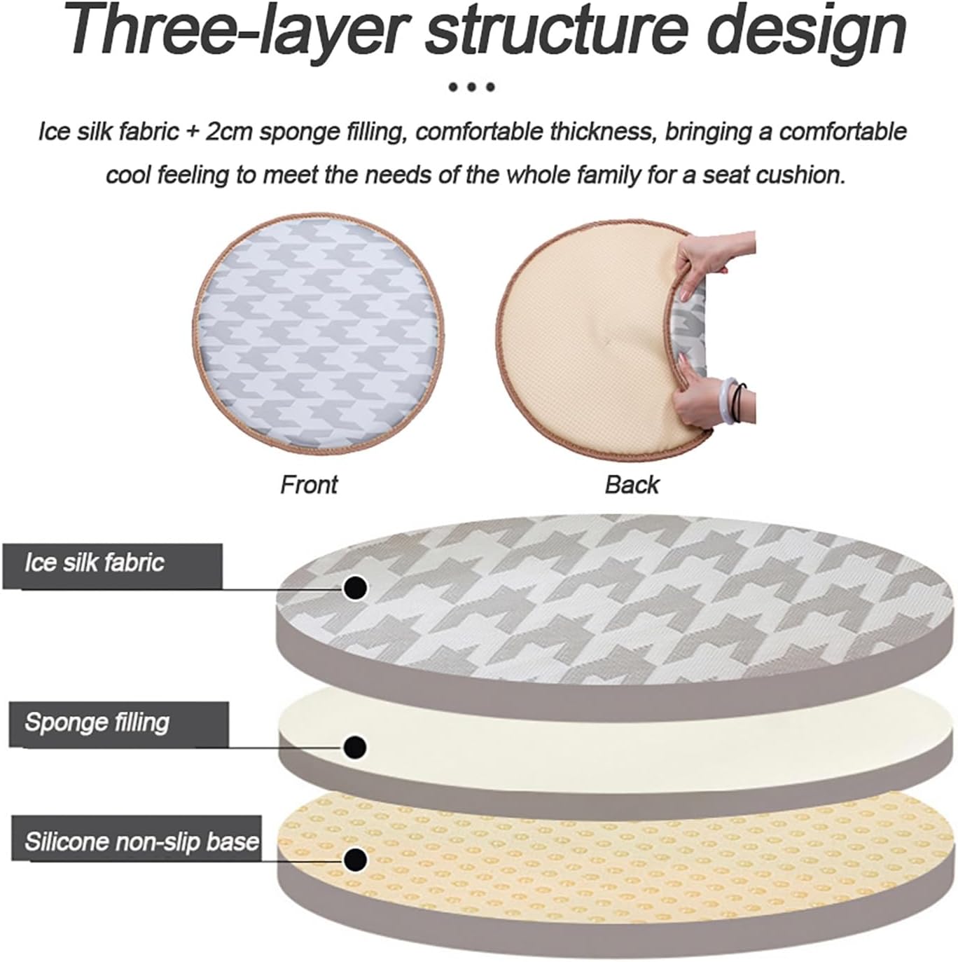 Set of 2 4 Round Seat Cushions 16/18/20in, Summer Ice Silk Rattan Chair Pads, Home Stool Office Dining Breathable Chair Cushion with Anti Slip Bottom(6,4pcs:40cm/16in)