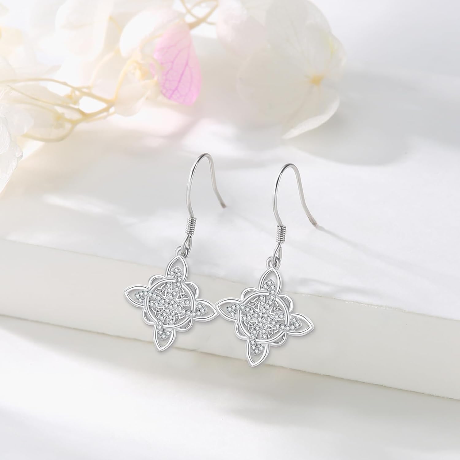 Celtic Witches Knot Sterling Silver Witch Earrings - Abalone Shell Birthstone Drop Dangle Leverback Celtic Earrings - Mother's Day Gifts for Women, Sisters, Best Friends - Image 7