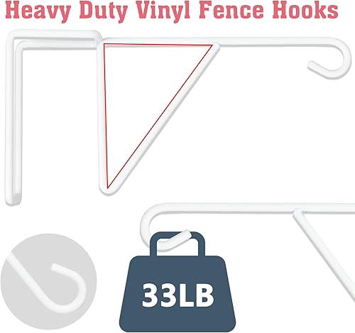 Miniatura 5 de Paquete de 6 ganchos de vinilo para cerca, 5 x 10 pulgadas, colgador de valla de acero con recubrimiento en polvo para plantas colgantes de