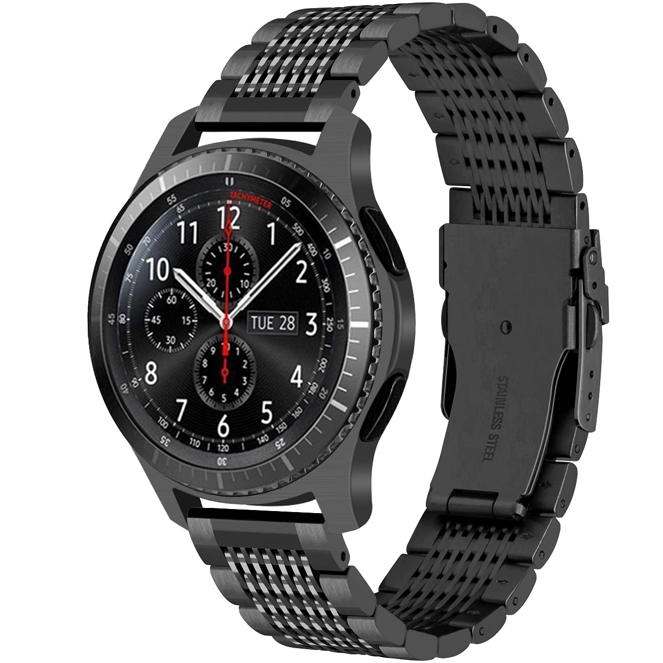 Bracelet mesh 22mm acier inoxydable noir pour Galaxy Watch 46mm et Gear S3 - 8