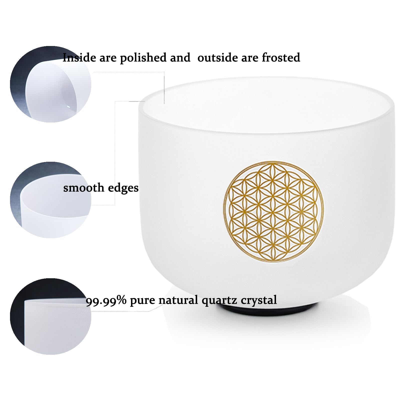 Hye-eun Set di campane tibetane in cristallo 432HZ perfetto Pitch 7 – 12 pollici lumen della vita al quarzo Singing Crystal Bowls Set di 7 campane tibetane per guarigione del suono, rilassamento dello