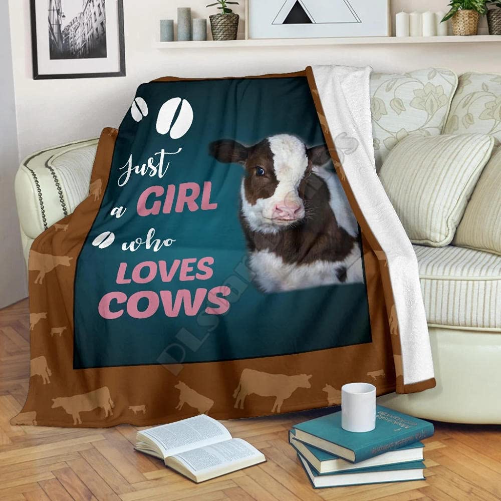 VHKJewE Blanket Throw for Bed Cow Throws for Sofas Large Fall and Winter Fleece Soft and Cosy Heavy(Cow,160x240cm)