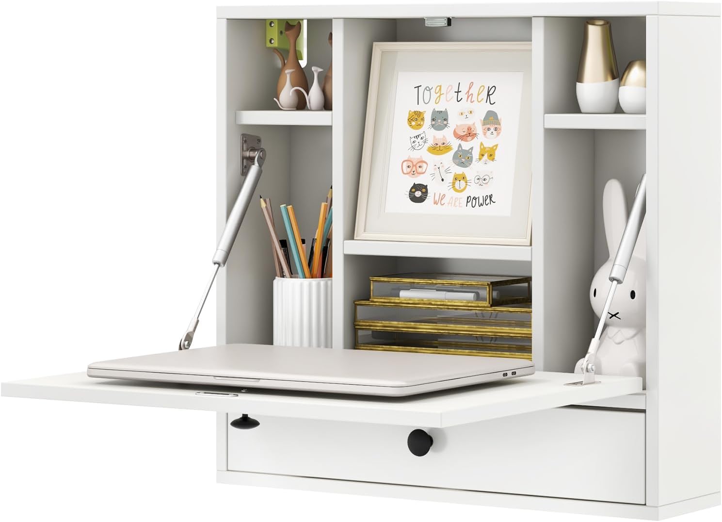 FlexFold Floating Desk with Drawer & Foldable Surface