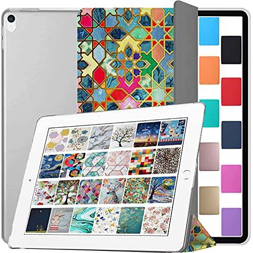 Image of DuraSafe Cases for iPad 10.5 Inch 2017 Air 3 2019 [ PRO 10.5 Air 3rd Gen ] A1701 A2152 A2123 MUUL2HN /A MUUK2HN /A MUUJ2HN /A MQDX2HN /A PrintediPad Cover with Translucent Frosted Hard Back - Damask