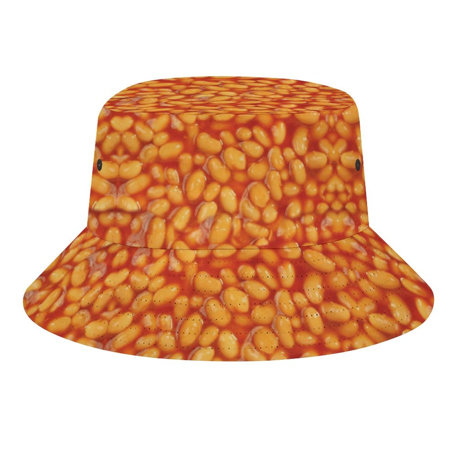 Lohtwgg Baked Beans Bucket Hat, Summer Fisherman Cap for Women Men, Unisex Packable Beach Sun Hat for Vacation Travel Outdoor