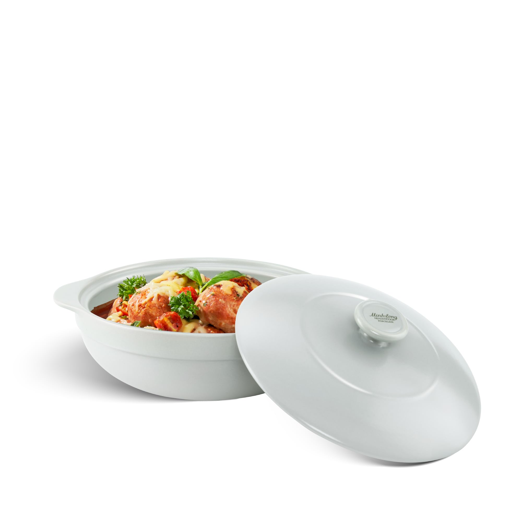 MINH LONG - Olla holandesa de porcelana de 3 cuartos con tapa, sin plomo ni cadmio, apta para horno con tapa, olla de arcilla para cocinar en cocina de gas e infrarrojos, uso para marinar, cocinar