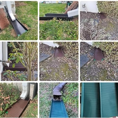 Gutter Downspout Splash Block,16.3"Drain Gutter Guard Diverter,Gutter Downspout Extensions for Water Drainage, Fixable Down Spout Drain Trays,Drainage to Protect House Foundations (2PC Green) by ChickVilla - Image 7