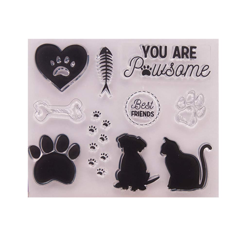 XUNXI Timbro Trasparente, Simpatico Gatto Fai da Te in Silicone Trasparente Timbro Sigillo Adesivo Scrapbook goffratura Album mestiere