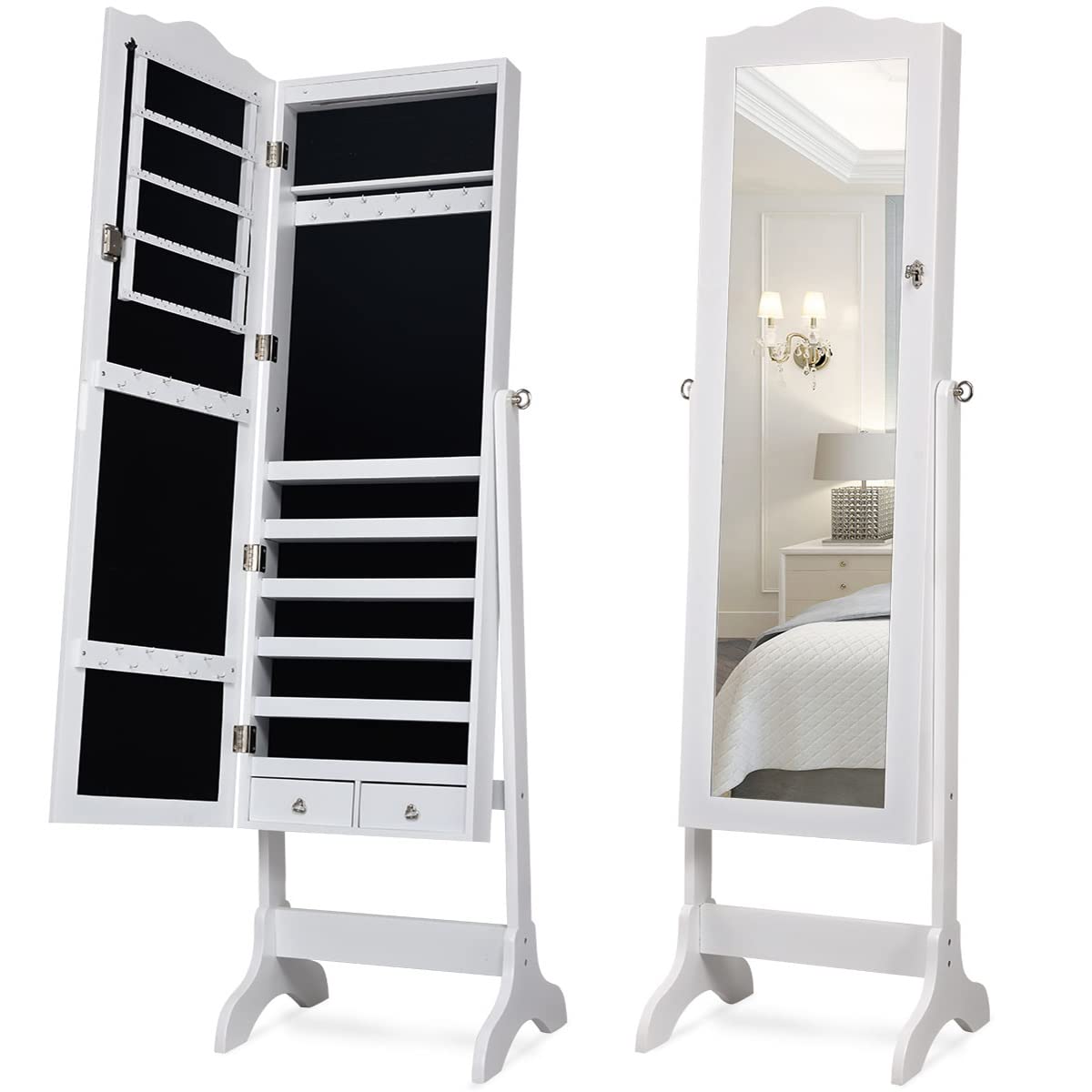 Buy Giantex Jewelry Armoire Organizer Box with Mirror & 2 Drawers