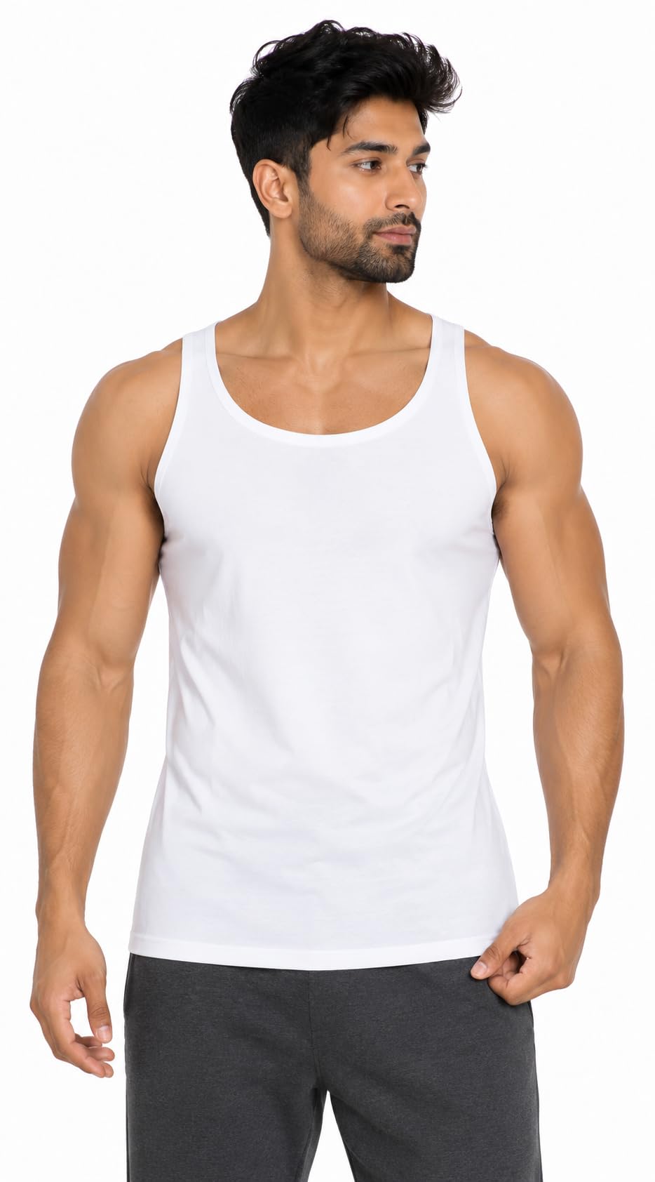 molineux Men Super Cotton Solid Round Neck Sleeveless Vest-picture-11