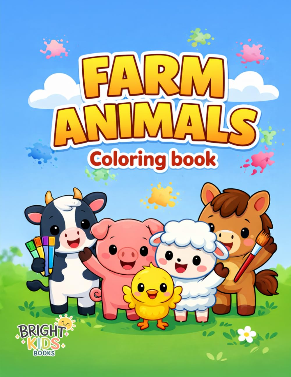 Farm Animals Coloring Book for Toddlers: Ages 2–5 | Fun & Simple Coloring Pages, Animal Names, Sounds, Tracing & Matching Activities for Early Learning