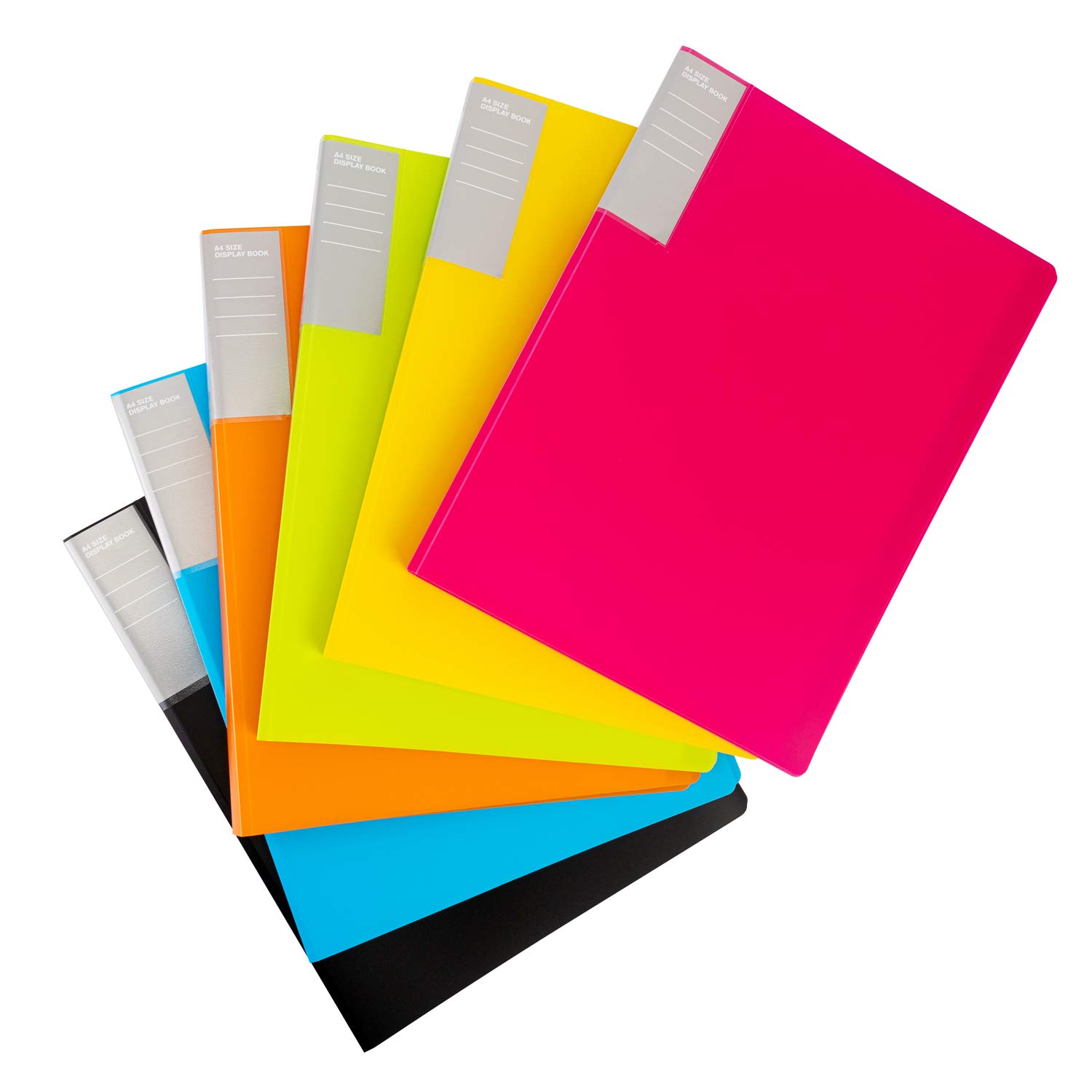 Amazon Basics Carpetas con fundas, A4, 30 fundas, 6 unidades, Multicolor