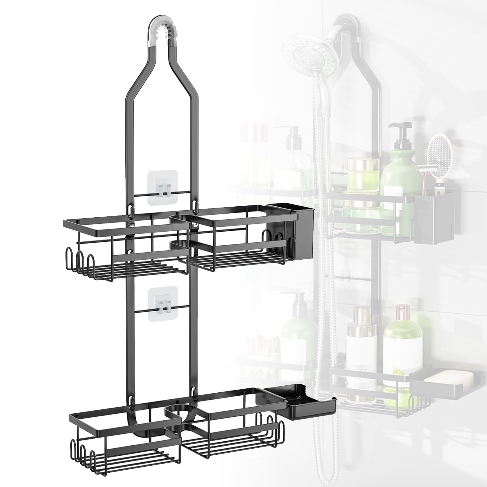 ZBIianxer Rusts Proof Bathroom Shelf with Adhesive Mounting Secure Storage Shower Rack for Wet Areas Like Kitchen Compacts Bathroom Holder