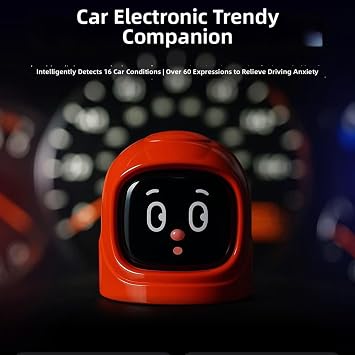 1 Pack AI Electronic Pet for Companion Robot, 60 Expressions In-Car Dashboard Decor, ABS Compact Gadget for Car Interior Fun, Red(White)