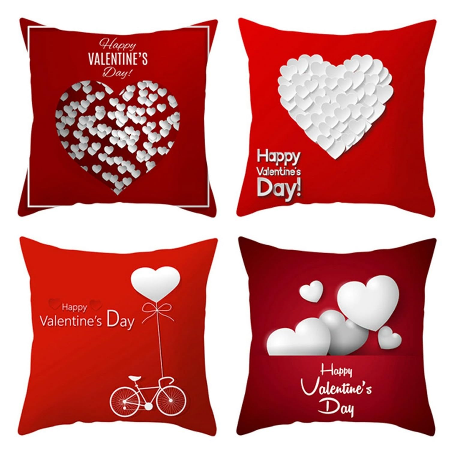 Housse de coussin Reine des Neiges CEVAN - Lot de 4 taies d'oreiller 50x50 cm rouge pour salon