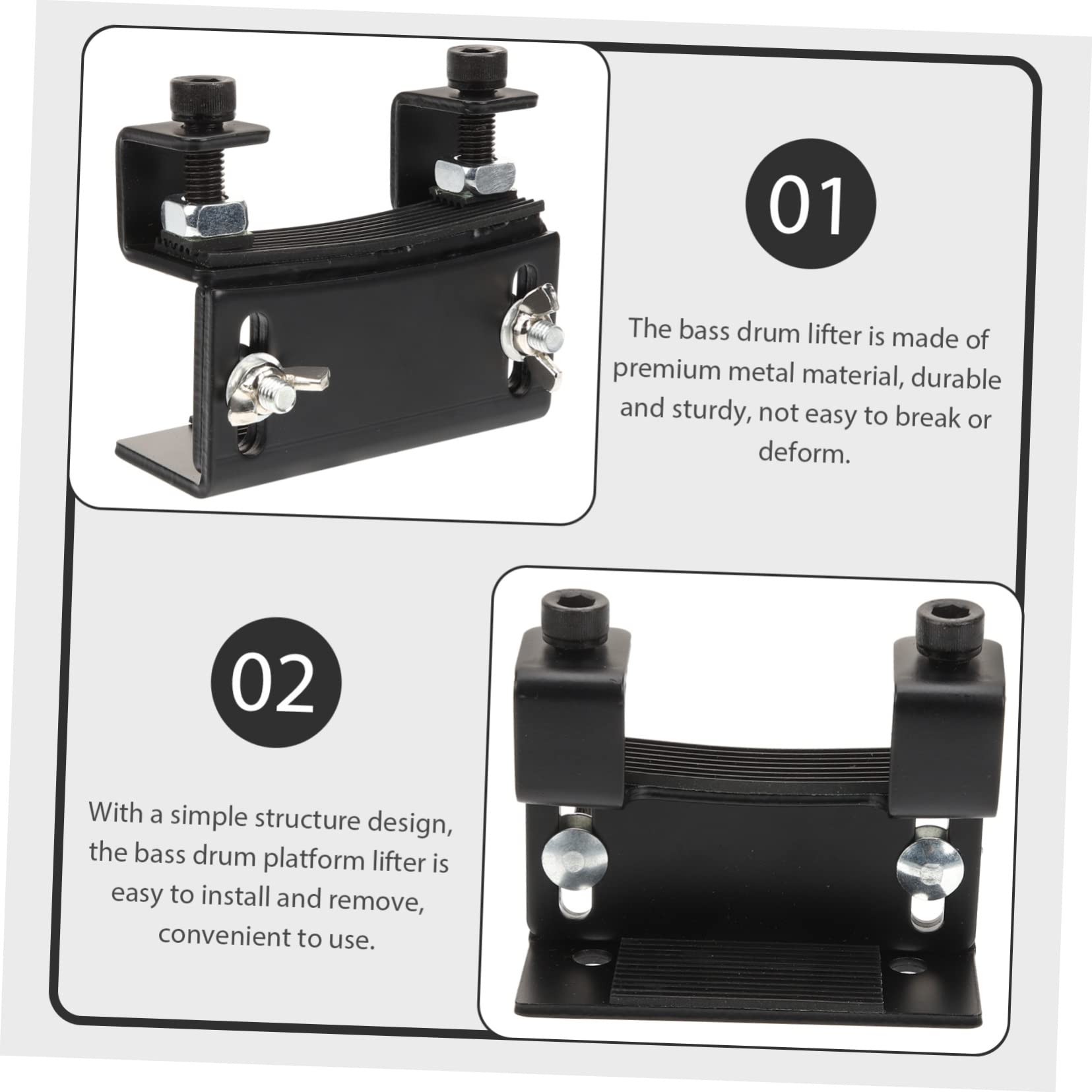 BESPORTBLE Sollevatore Accessorio Robusto per Piattaforma Grancassa in Metallo Nero, Facile da Installare e Rimuovere per Batteria e Set di Tamburi