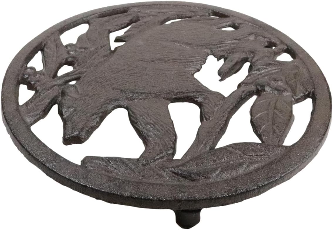 Ebros Gift Cast Iron Vintage Western Rustic Bronze Black Bear Walking Through Tree Branches Decorative Table Trivet Home Decor Figurine