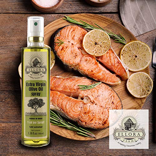 Ellora Farms, Extra Virgin Olive Oil, Clog Free Glass Spray Bottle, One Calorie Per Spray, Salads, Eggs, Veggies, Global Award Winning Brand, Product Of Crete, Greece, 3.38 Oz. Each (100 Ml) Bottle, Pack Of 2 #TOP3