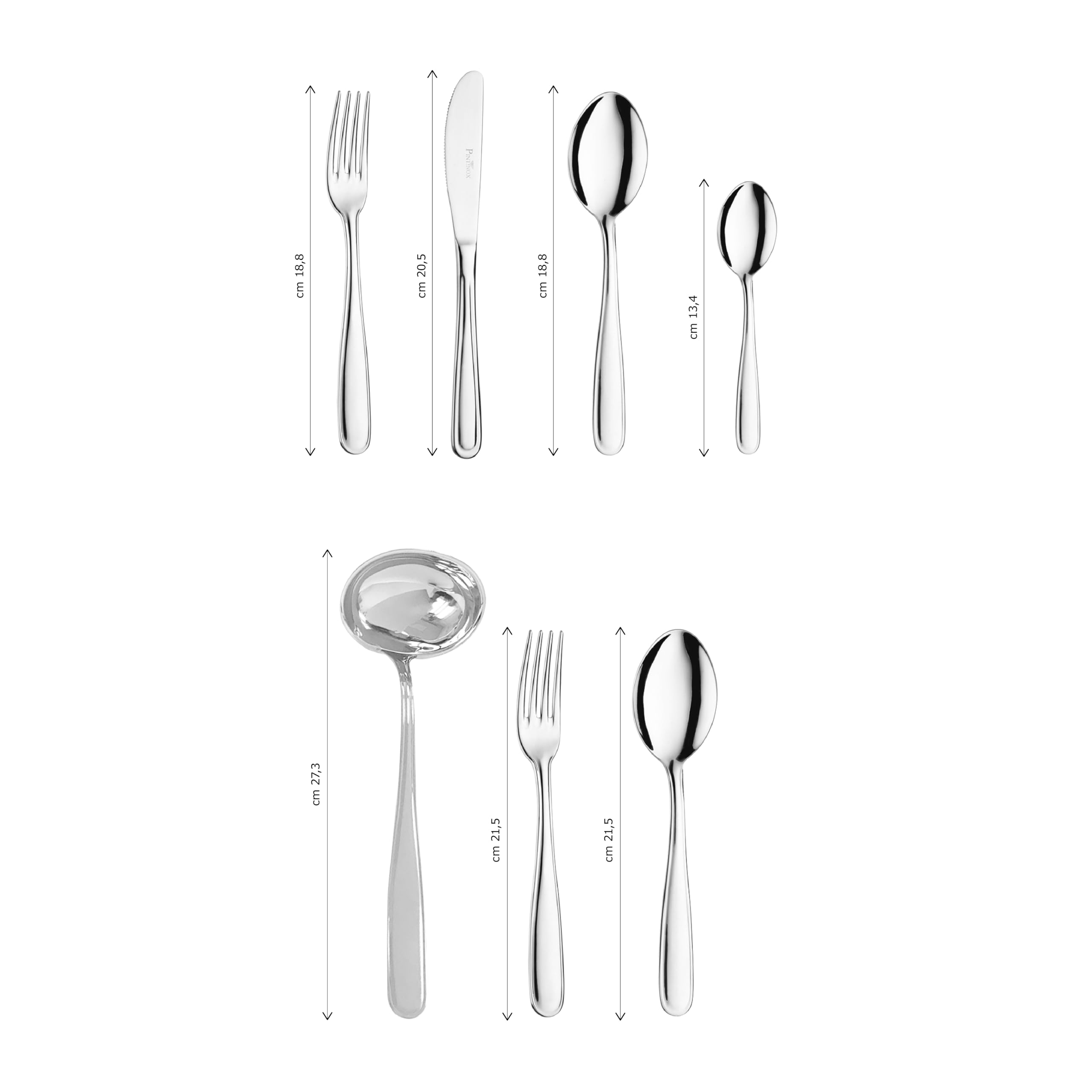 Pintinox - Set completo Posate da 51 pezzi, Acciaio Inox 18/10, Servizio di posate miste serie One, Prodotte in Italia
