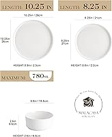 Vista 2 de MALACASA 12 Pieces Porcelain Dinnerware Set, Modern White Dish Set for 4, Premium Serving Plates and Bowls Sets, Chip and Scratch Resistant Dishware