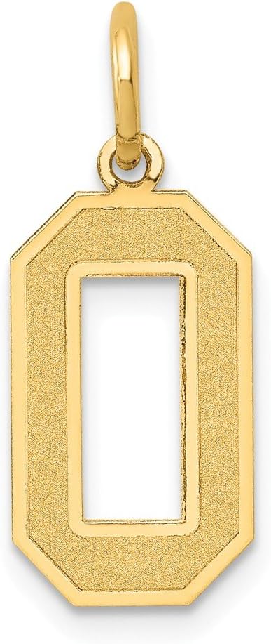 14K Yellow Gold Medium Satin Number 0 Charm