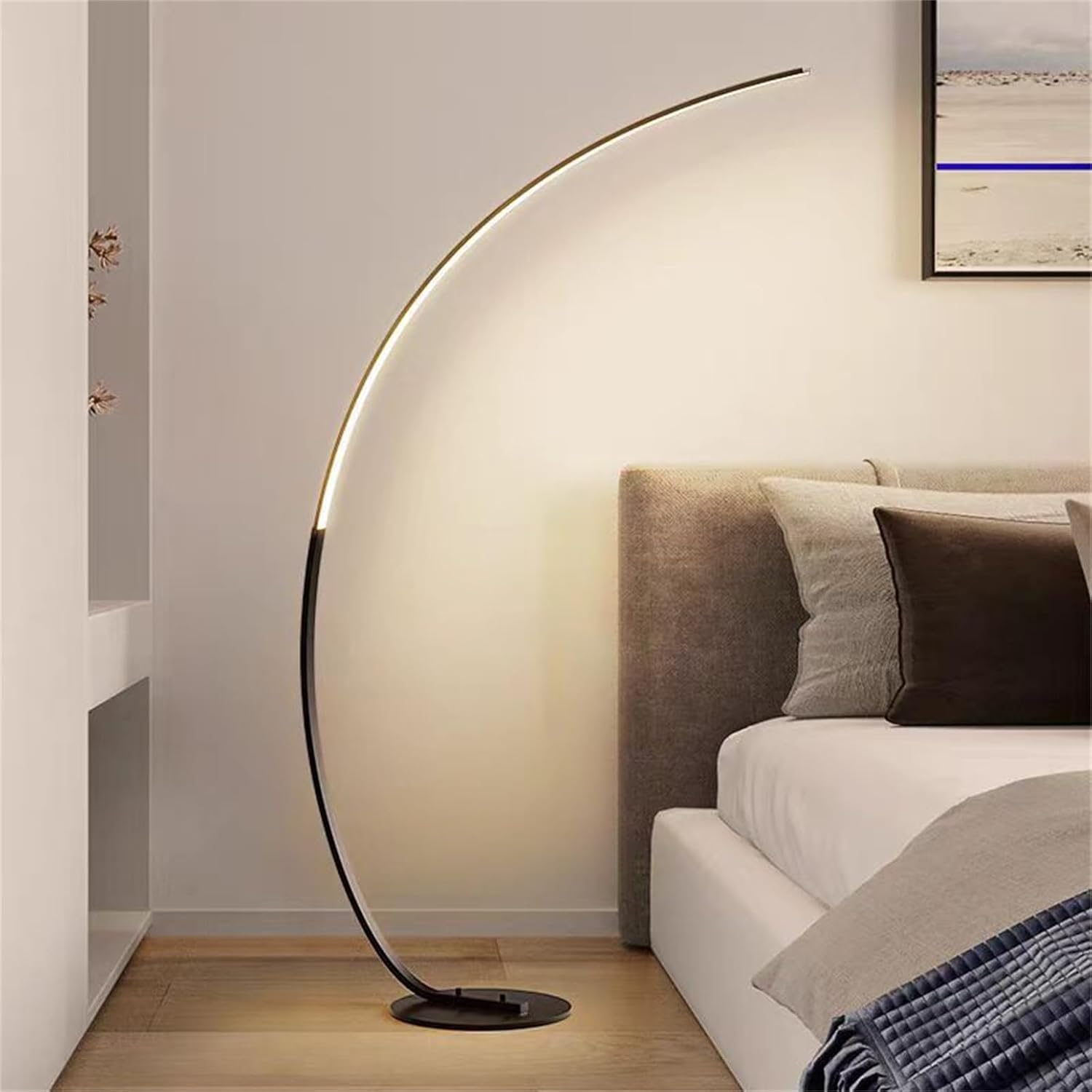 Lampada da Terra Ad Arco Moderna, Alta 170 Cm, con Telecomando, 3 Temperature di Colore E Lampada da Lettura Ad Arco Dimmerabile A 3 Livelli, Lampade Ad Arco A LED per Soggiorno, Camera, Black