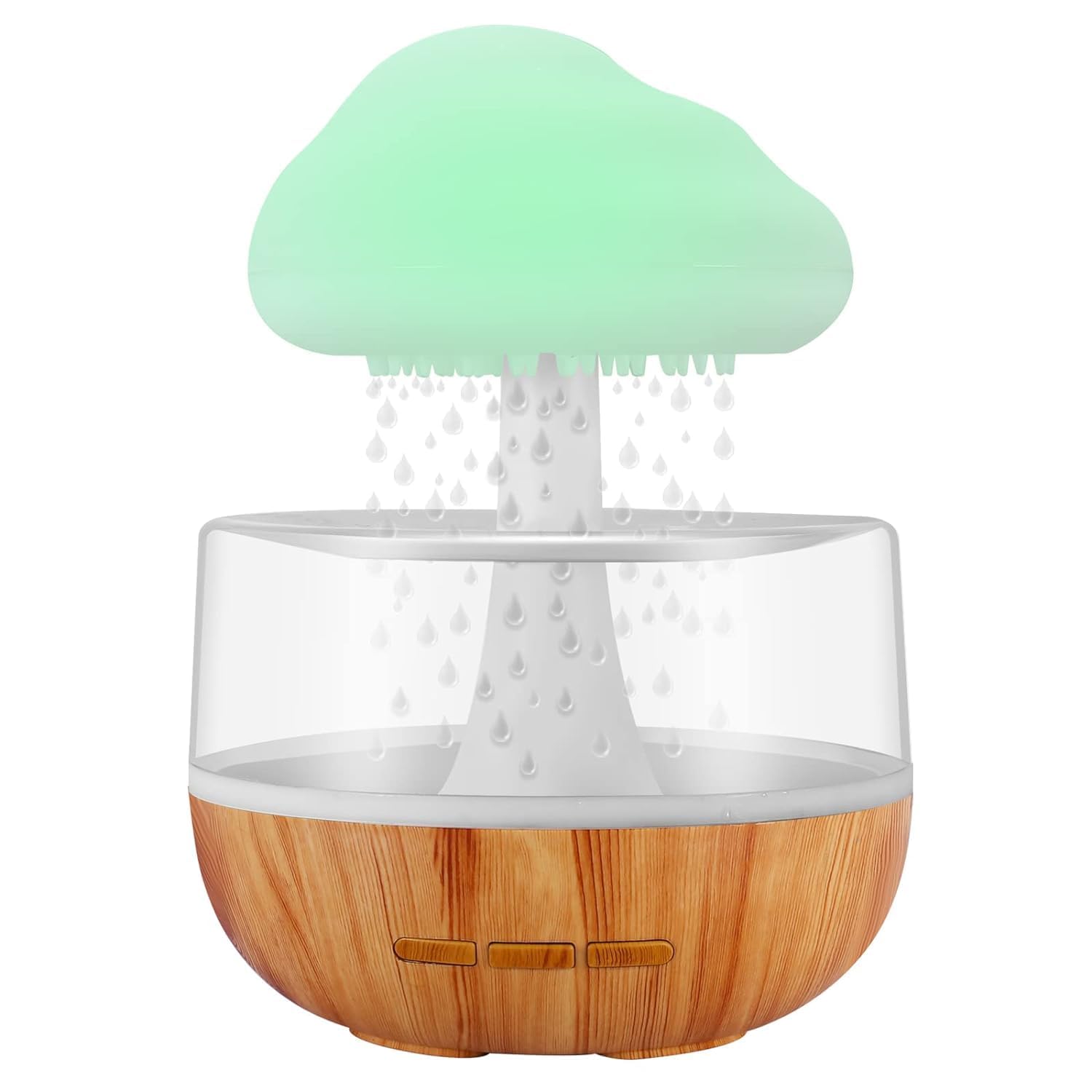 Jaini Enterprise Plastic Raining Cloud Night Light Aromatherapy Essential Oil Diffuser Micro Mushroom Shap Humidifier Desk Fountain Bedside Sleeping Relaxing Mood Water Drop Sound (White)