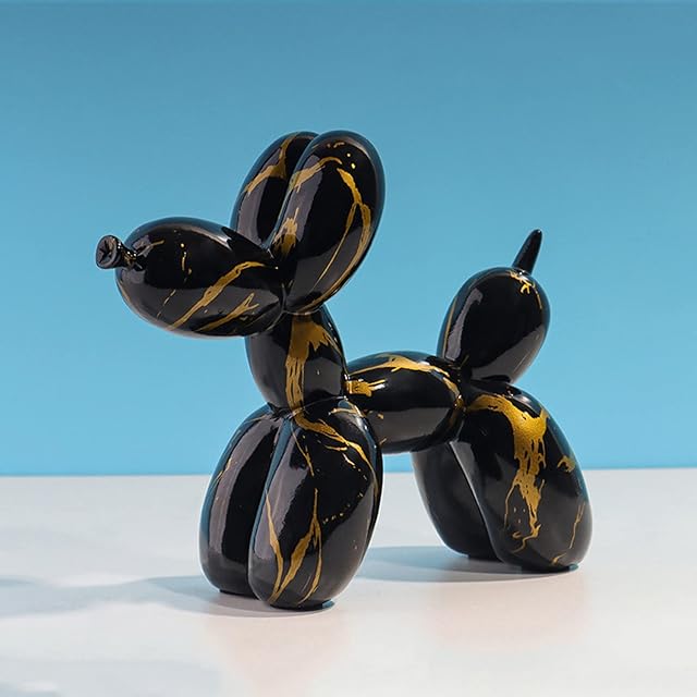 Resin Sculpture Balloon Dog Home Decor Balloon Dog Statue Room Cute Desktop Puppy Figurine Ornament Modern Animal Office Decorationblack gold