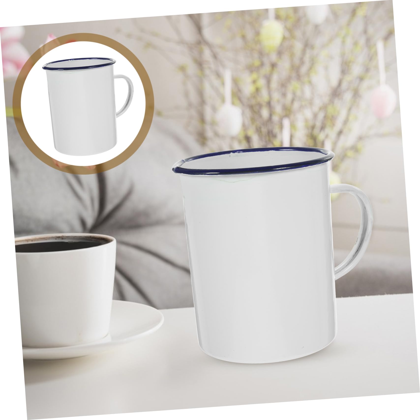 Alipis 2 Stück Retro Emaille Becher Kaffeetasse aus Emaille für Milch und Tee Hitzebeständiger Trinkbecher für Zuhause Büro und Praktische und Langlebige Trinkflasche für Freunde