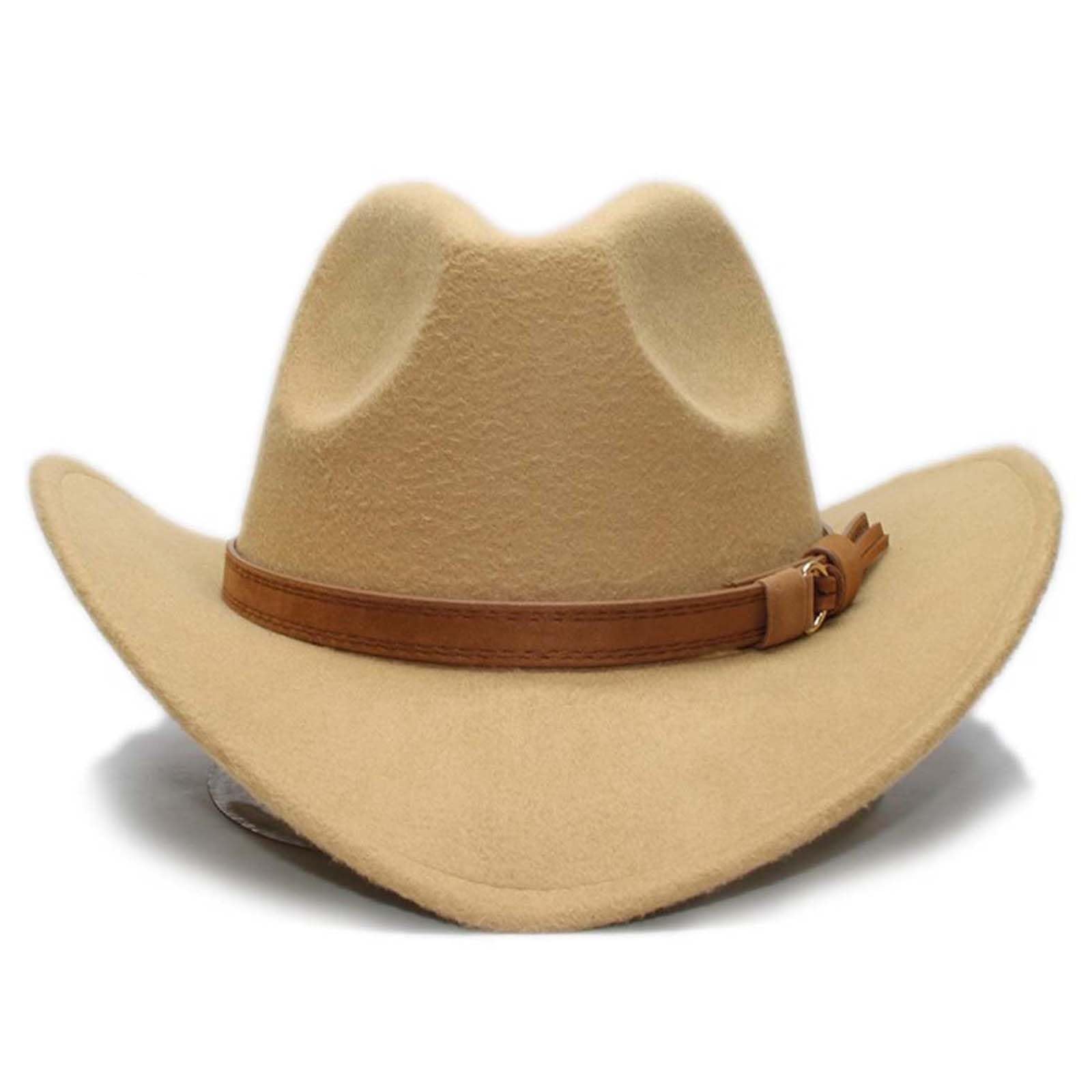 Toddler Baby Cowboy Hat, Boys Girls Cowgirl Hat with Leather Hatband, Wide Brim Infant Kids Western Cowboy Hat